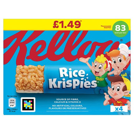 Kelloggs Rice Krispies Cereal Bar 4x20g PMP £1.49