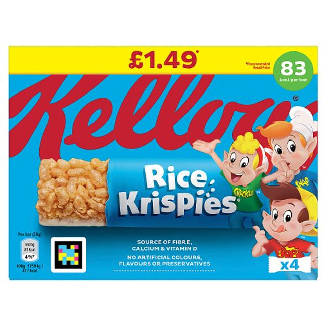 Kelloggs Rice Krispies Cereal Bar 4x20g PMP £1.49