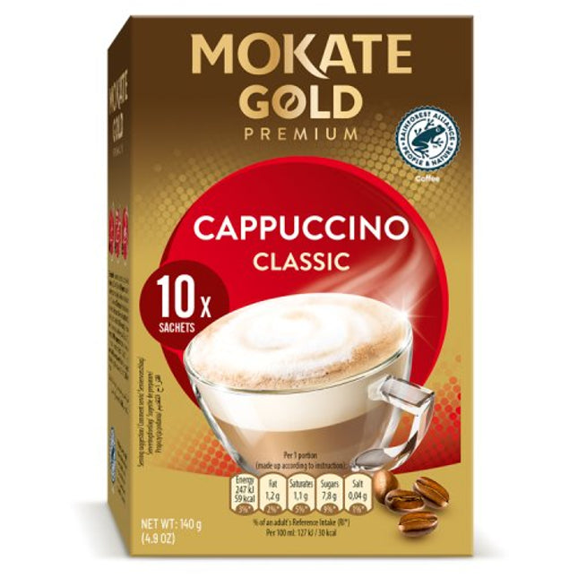Mokate Gold Premium Classic Cappuccino Instant Coffee Sachets x10 140g
