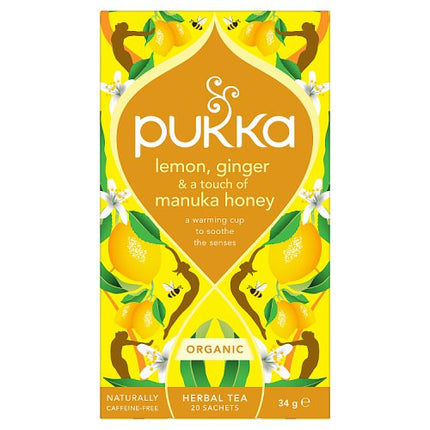 Pukka Organic Lemon, Ginger & Manuka Honey Tea 20 Tea Sachets 40g