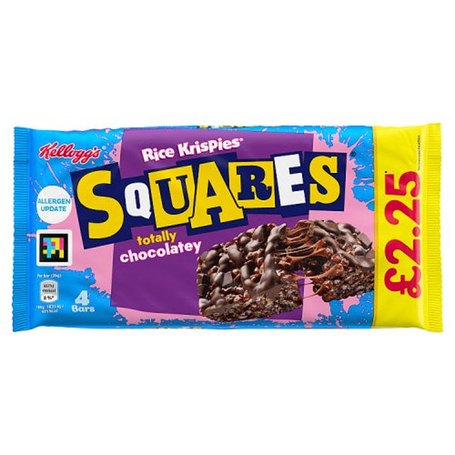 Kelloggs Rice Krispies Squares Delightfully Chocolatey 4x36g PMP £2.25