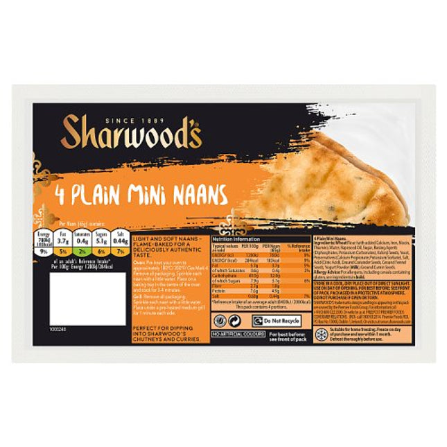 Sharwood's Plain Mini Naans x4 260g