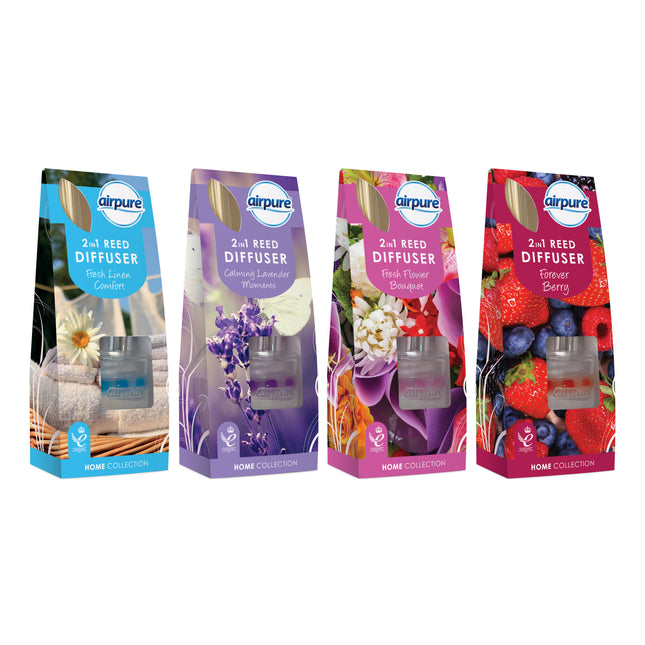 Airpure 2in1 Reed & Bead Diffuser 30ml 4 Assorted