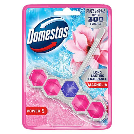Domestos Power 5 Toilet Rim Block Pink Magnolia 50g