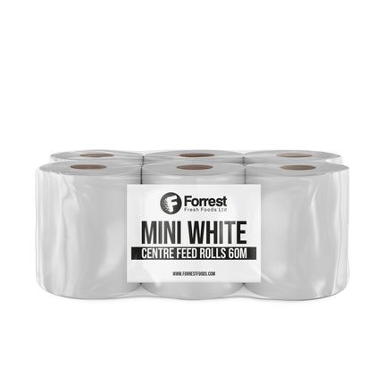 Forrest Mini White Centrefeed Roll 2ply 60m x6