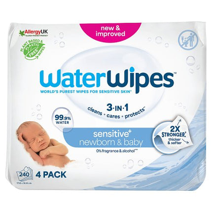 WaterWipes Sensitive Baby Wipes 60x4 (240 Wipes)