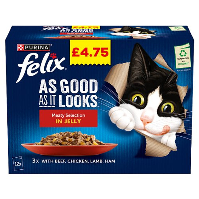 FELIX As Good As it Looks Meaty Selection in Jelly Wet Cat Food 12x85g £4.75