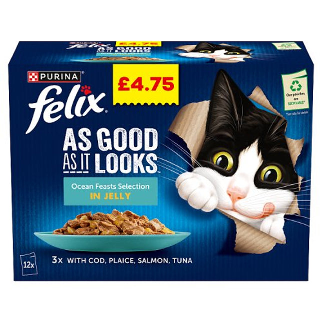 Felix As Good As it Looks Ocean Feasts Wet Cat Food 12x85g 4.75