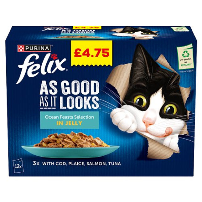 Felix As Good As it Looks Ocean Feasts Wet Cat Food 12x85g 4.75