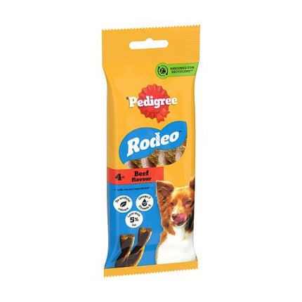 Pedigree Rodeo Beef Dog Treats x4 Sticks 70g