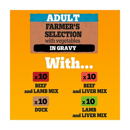 PEDIGREE Adult Wet Dog Food Pouches Farmers Selection in Gravy 40 x 100g