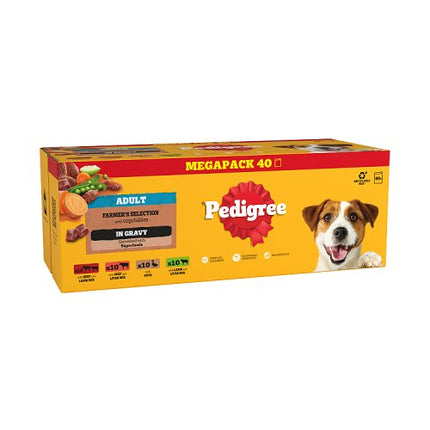 PEDIGREE Adult Wet Dog Food Pouches Farmers Selection in Gravy 40 x 100g