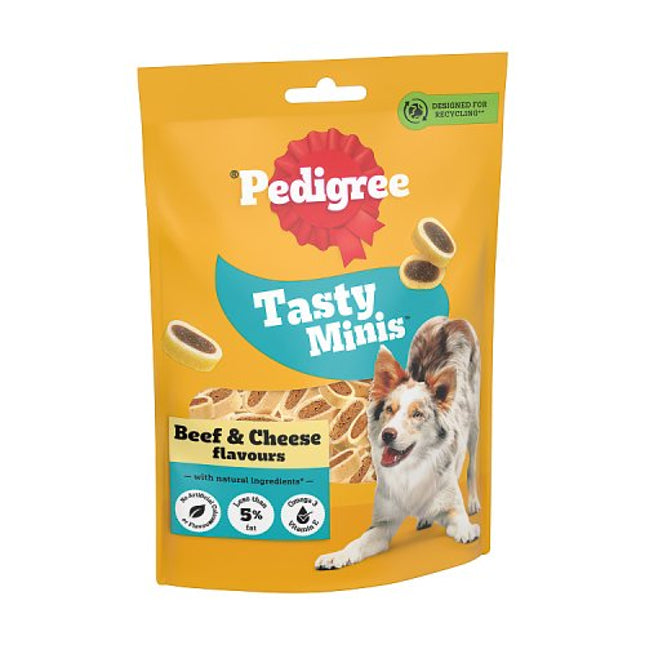 PEDIGREE Tasty Minis Dog Treats Cheesy Nibbles with Cheese and Beef 140g