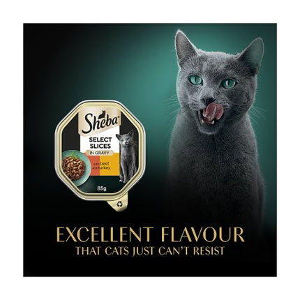 SHEBA Select Slices Cat Tray with Beef and Turkey in Gravy 85g