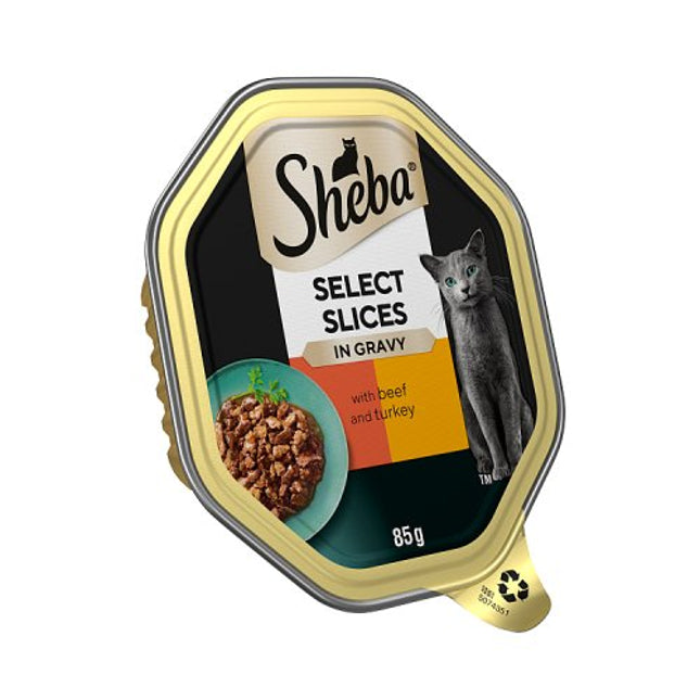 SHEBA Select Slices Cat Tray with Beef and Turkey in Gravy 85g