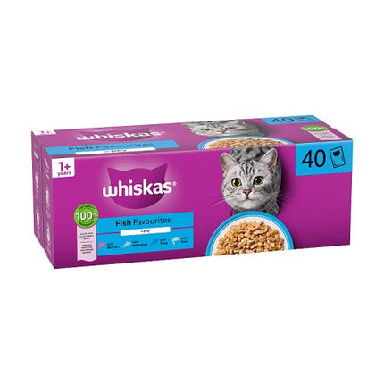 Whiskas 1+ Cat Pouches Fish Favourites in Jelly 40x85g
