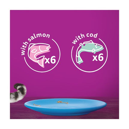 Whiskas 11+ Fish Favourites Senior Wet Cat Food Pouches in Jelly 12x85g