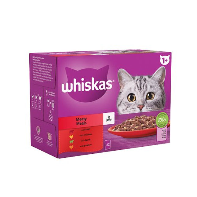 Whiskas Adult Pouches Meaty Meals in Jelly 1+ 12x85g