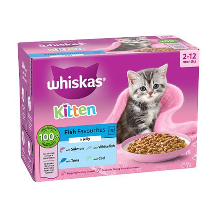 Whiskas 2-12 Months Kitten Pouches Fish Favourites in Jelly 12x85g