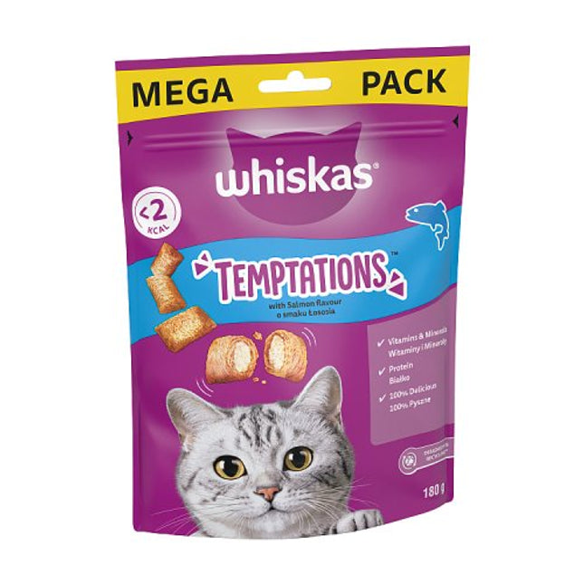 WHISKAS Temptations Cat Treats with Salmon Flavour 180g