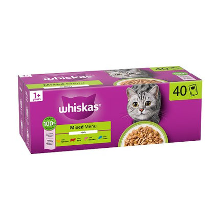Whiskas 1+ Pouches Mixed Menu in Jelly 40x85g
