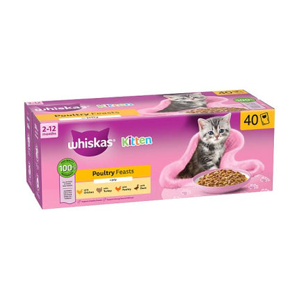 Whiskas 2-12M Pouches Poultry in Jelly 40x85g