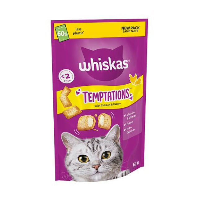 WHISKAS Temptations Cat Treats with Chicken & Cheese 60g
