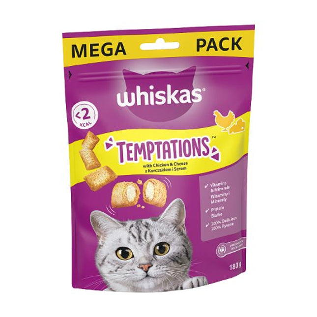 WHISKAS Temptations Cat Treats with Chicken & Cheese 180g