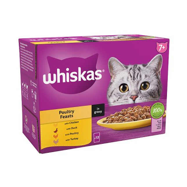 Whiskas Adult Pouches Poultry Feasts in Gravy 7+ 12x85g