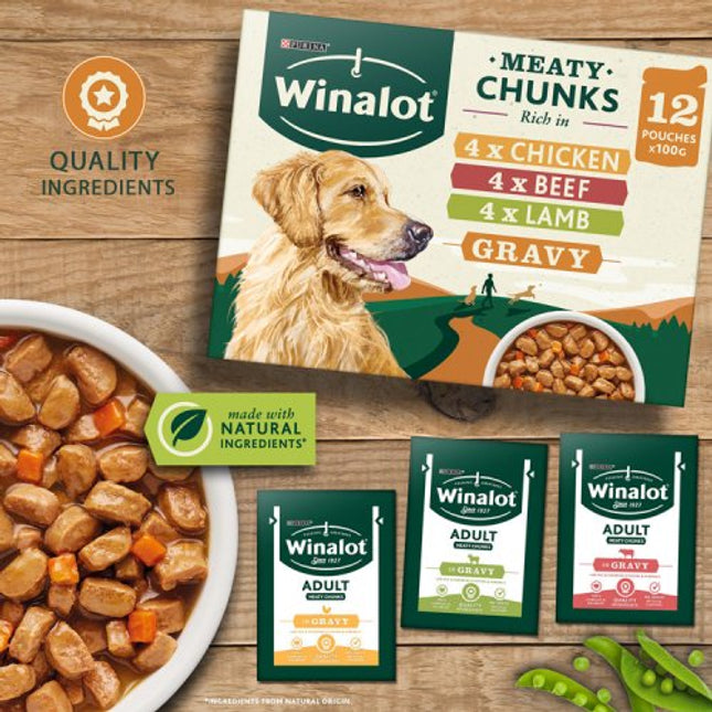 Winalot Meaty Chunks Mixed in Gravy Wet Dog Food 12x100g £4.49