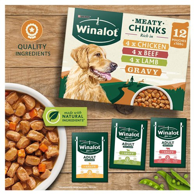 Winalot Meaty Chunks Mixed in Gravy Wet Dog Food 12x100g £4.49