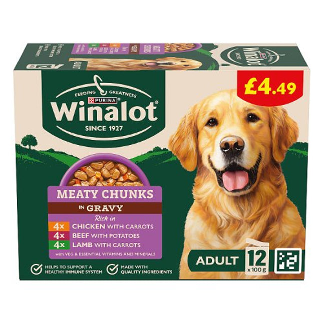 Winalot Meaty Chunks Mixed in Gravy Wet Dog Food 12x100g £4.49