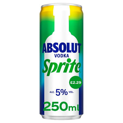 Absolut Vodka & Sprite Can 250ml £2.29