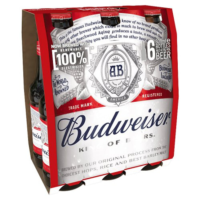 Budweiser Beer Bottle 6 x 300ml