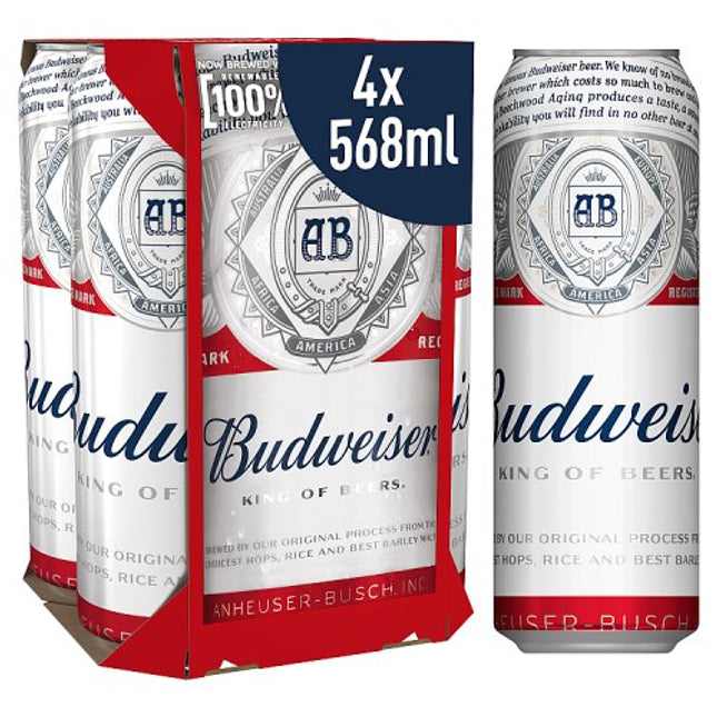 Budweiser Beer Pint Can 4 x 568ml