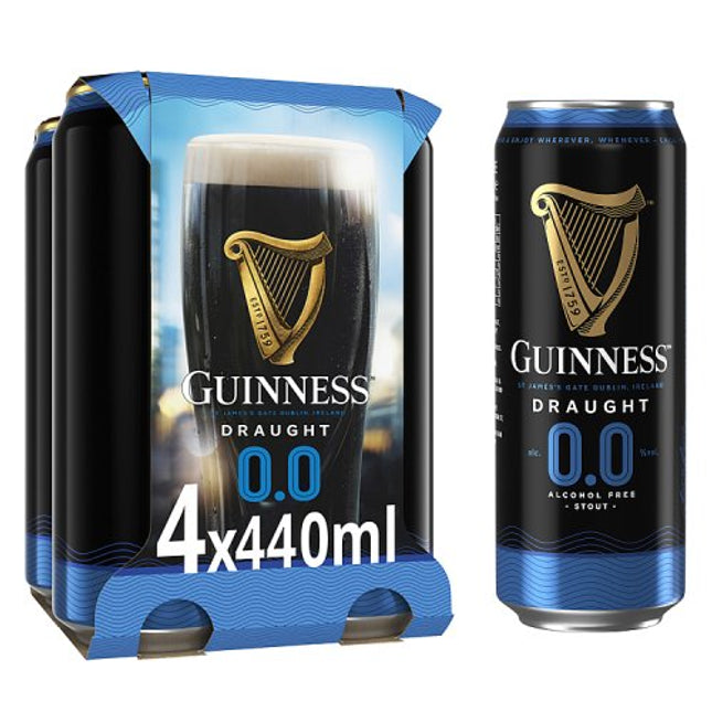 Guinness Draught 0.0% Alcohol Free Beer Can 4 x 440ml