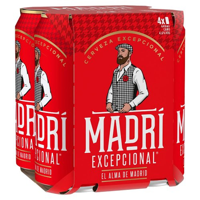 Madri Excepcional Premium Lager Beer Can 4 x 440ml