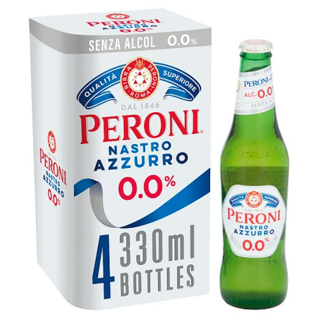 Peroni Nastro Azzuro 0% Alcohol Free Beer Bottle 4 x 330ml