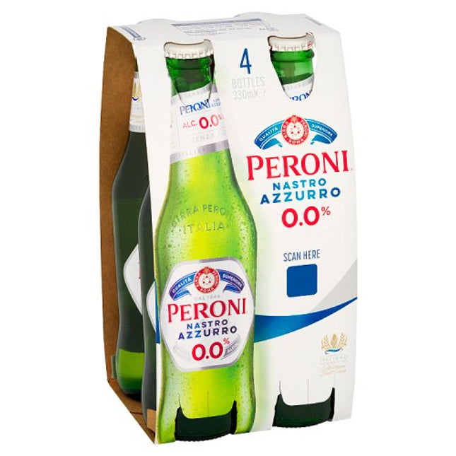 Peroni Nastro Azzuro 0% Alcohol Free Beer Bottle 4 x 330ml