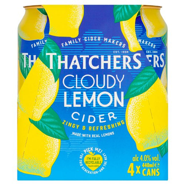 Thatchers Cloudy Lemon Cider Can 4 x 440ml