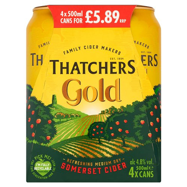 Thatchers Gold Somerset Cider Can 4 x 500ml £5.89